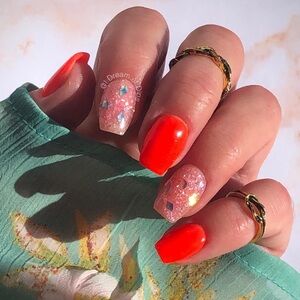 Sparkle & Co. Bright Neon Orange Fright This Way Nail Dip Nwt